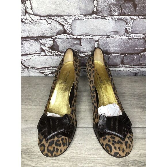 Taryn Rose Leopard Print Brown Bow Peep Toe Heels Shoes Women Sz 9M US/38.5EU - Picture 3 of 16